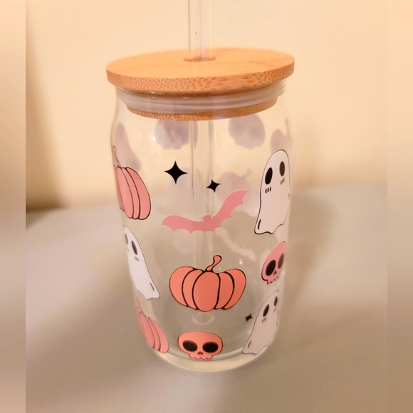 Ghost and Pumpkin Libby Glass Cup - Picture 3 of 3